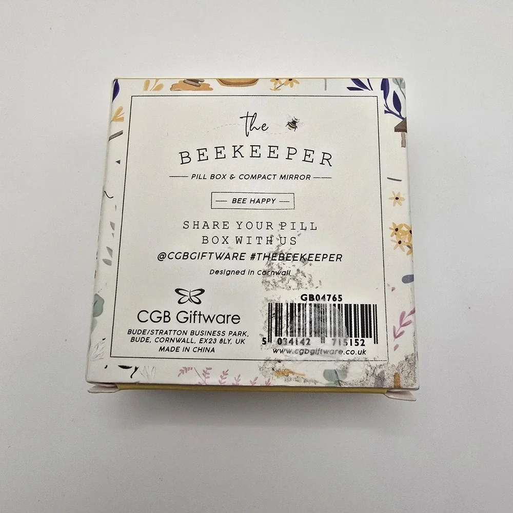 CGB Giftware Beekeeper Bee Happy Pill Box Compact Mirror w/ Box Gold -3516